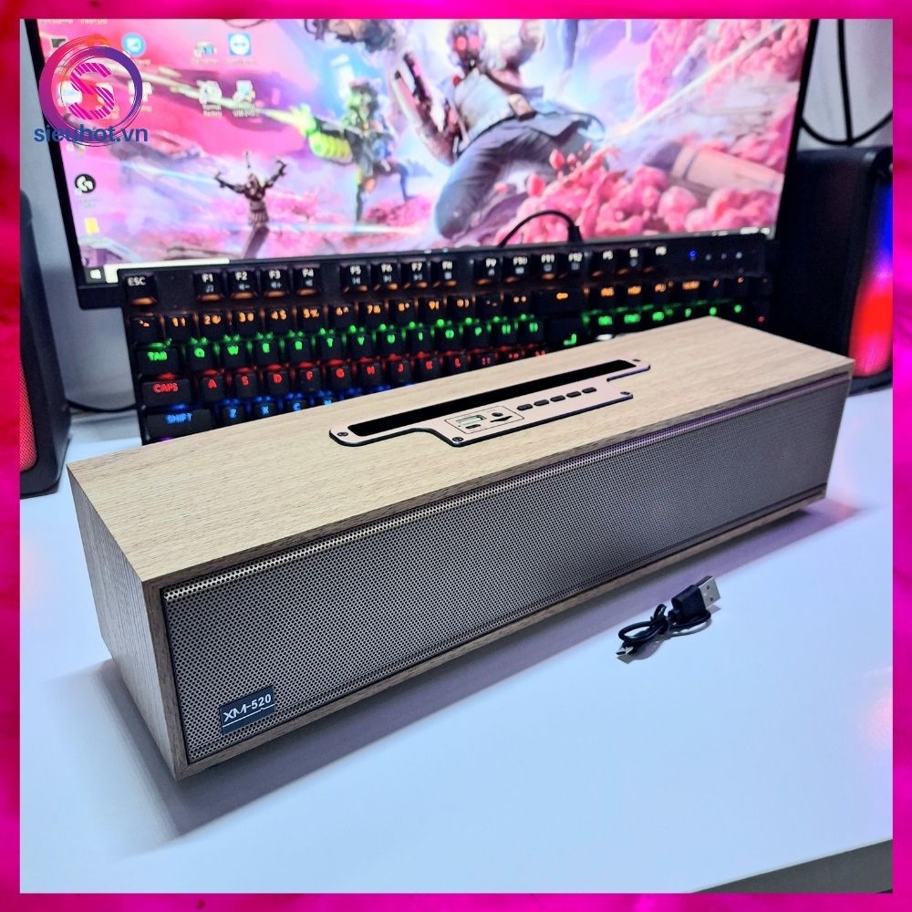 Loa Bluetooth Bass Mạnh XM 520 Để Bàn Loa Thanh Không Dây Vân Gỗ
