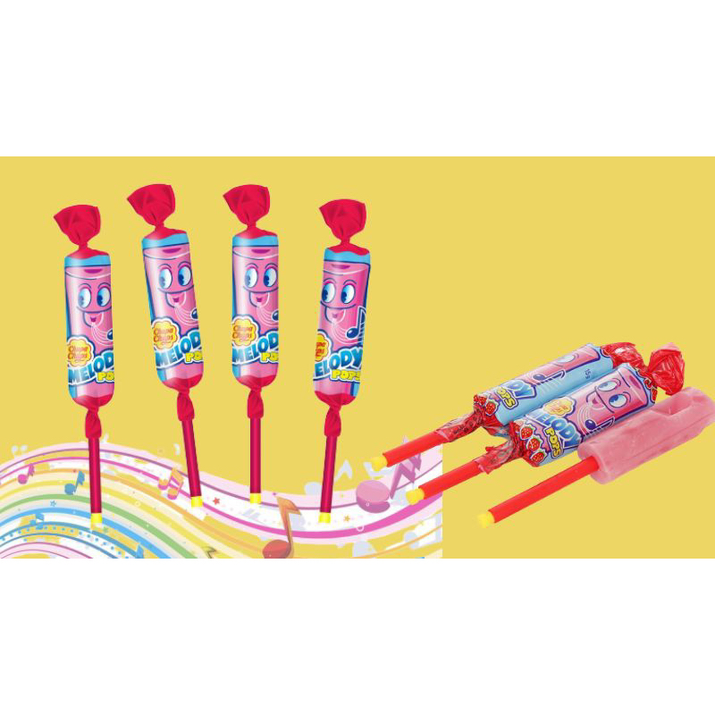 HỘP 20 QUE KẸO MÚT CÂY CÒI THỔI HƯƠNG DÂU CHUPA CHUPS 300G/ CHUPA CHUPS MELODY POPS