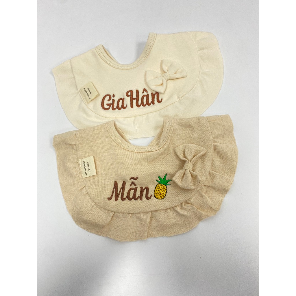 Yếm thêu tên bé theo yêu cầu, phong cách Hàn Quốc đáng yêu, cute