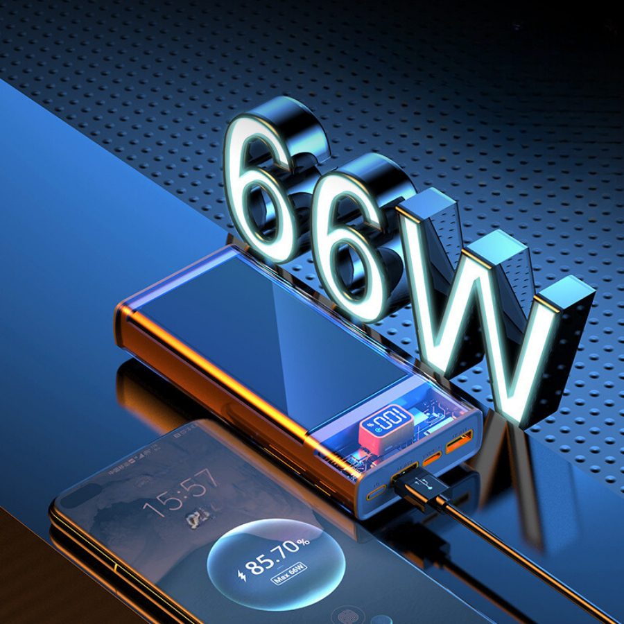 Box sạc nhanh 2 pin lipo 1160110 PD3.0, QC4.0 - 22,5W trong suốt công nghệ mạch cao cấp cơ chế bảo vệ cân băng pin