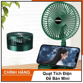 Quạt tích điện để bàn mini Super gấp gọn 3 chế độ quạt