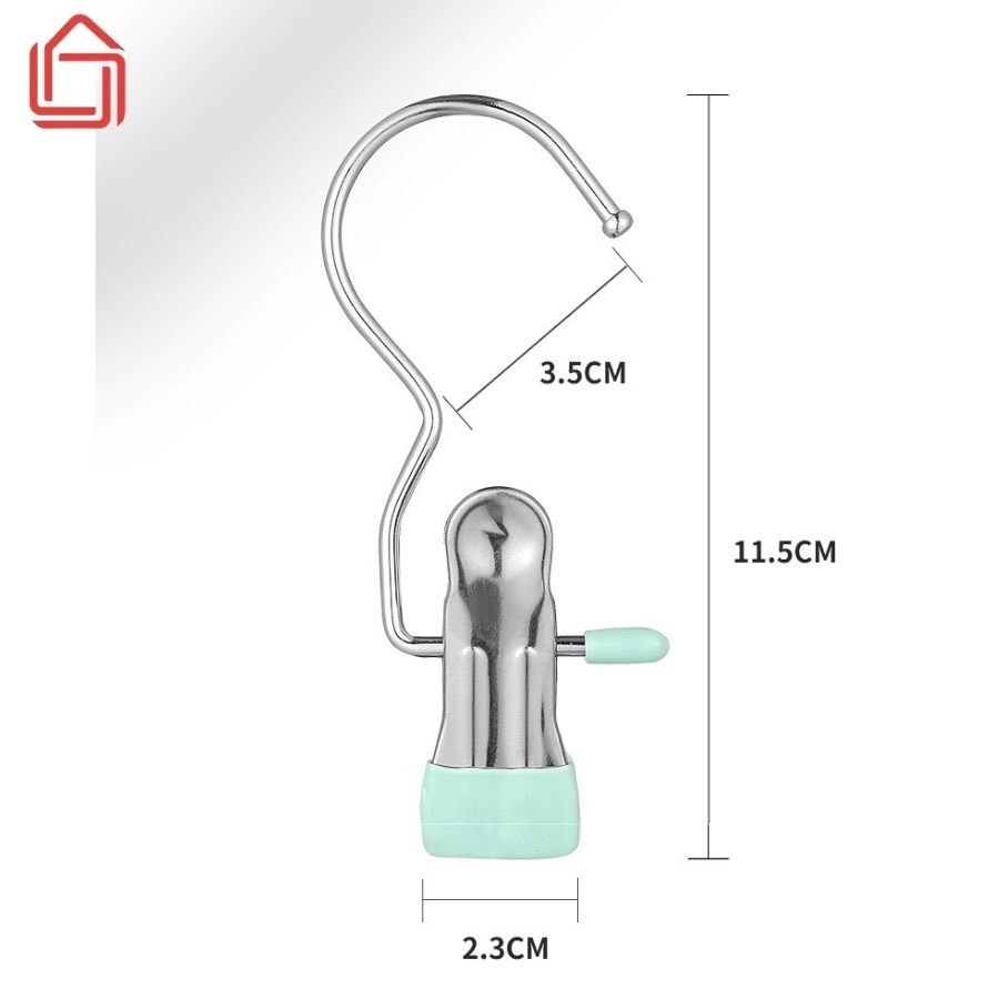 Móc Kẹp Nhỏ Gọn Tiện Lợi Treo Quần Áo, Mũ, Nón ,Tất, Vớ Bằng Inox Bọc Nhựa PVC Chắc Chắn Đa Năng