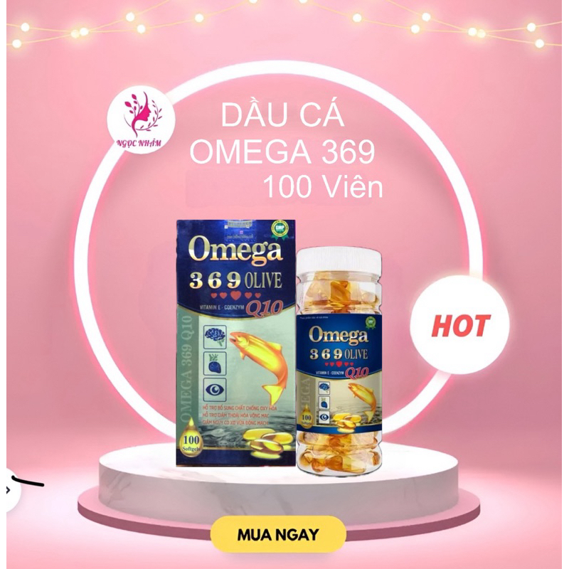 Viên uống DẦU CÁ OMEGA 369 Olive hỗ trợ sáng mắt, đẹp da, tốt cho tim mạch, não bộ chính hãng 100 vi