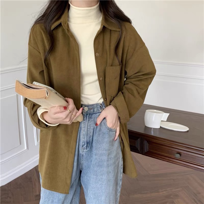 Áo somi tăm nhung form rộng - Retrostyle.vn - Sominhungtam181_P0K19