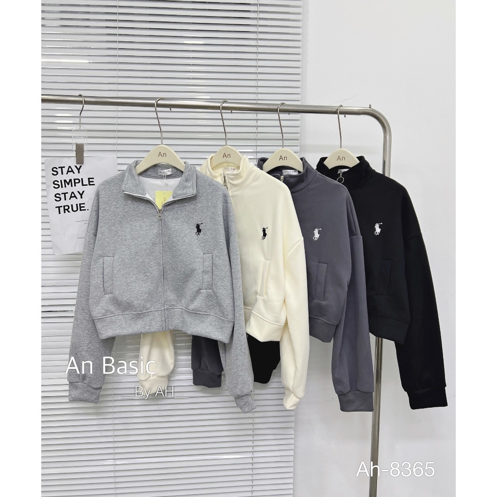 Áo khoác nỉ kéo khóa cổ cao thêu logo - Retrostyle.vn - Aonitheungua8365_P4K2