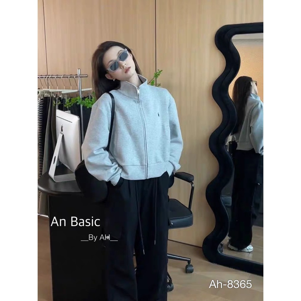 Áo khoác nỉ kéo khóa cổ cao thêu logo - Retrostyle.vn - Aonitheungua8365_P4K2