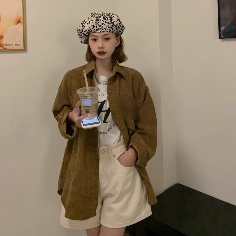 Áo somi tăm nhung form rộng - Retrostyle.vn - Sominhungtam181_P0K19