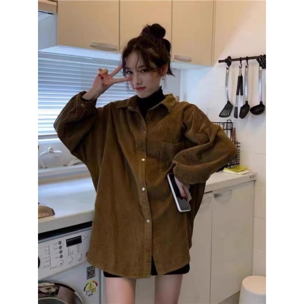 Áo somi tăm nhung form rộng - Retrostyle.vn - Sominhungtam181_P0K19