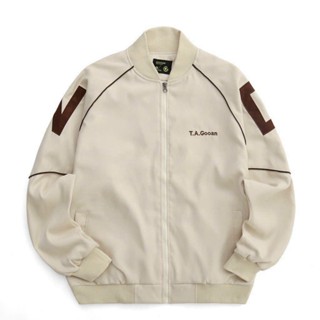 Áo Khoác Thu Đông Unisex Vải Da Lộn Lót Dù Thêu Logo TA.GOOAN Chạy Viền Sọc Vai .TP