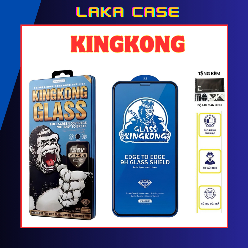 Kính cường lực KingKong glass hộp sắt full màn cho x/xs/11/11Pro/12/13/14/15/Pro/ProMax