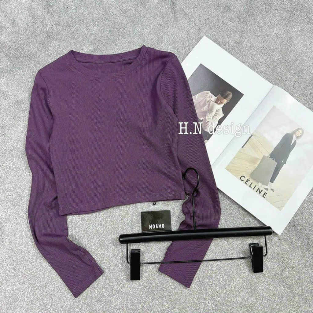 Áo zip xỏ ngón croptop dài tay trơn 5 màu