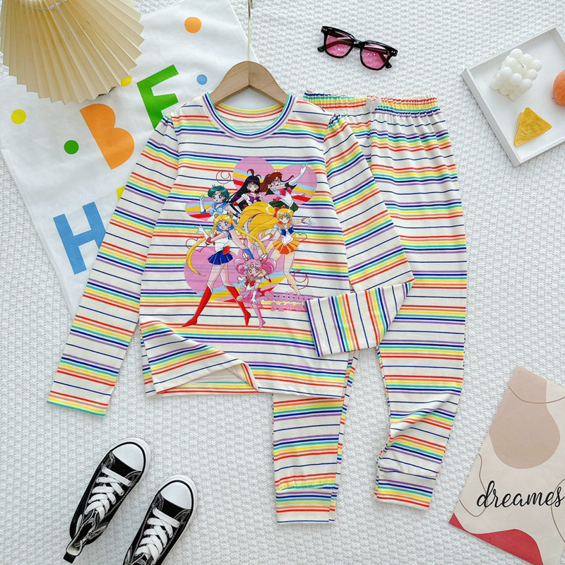 Bộ Dài Tay Bé Gái Thun Cotton VNXK