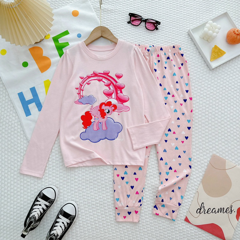 Bộ Dài Tay Bé Gái Thun Cotton VNXK