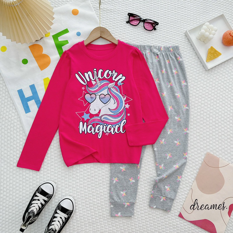 Bộ Dài Tay Bé Gái Thun Cotton VNXK