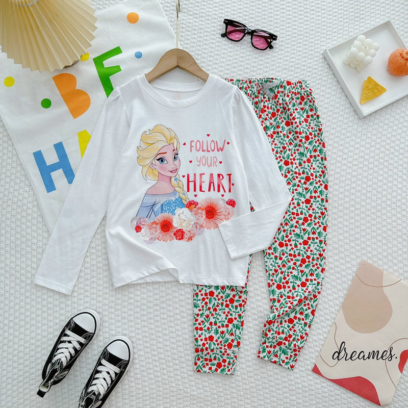 Bộ Dài Tay Bé Gái Thun Cotton VNXK