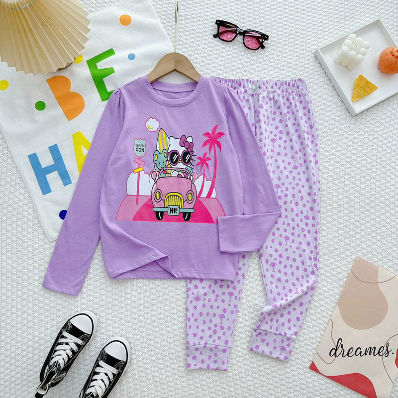 Bộ Dài Tay Bé Gái Thun Cotton VNXK