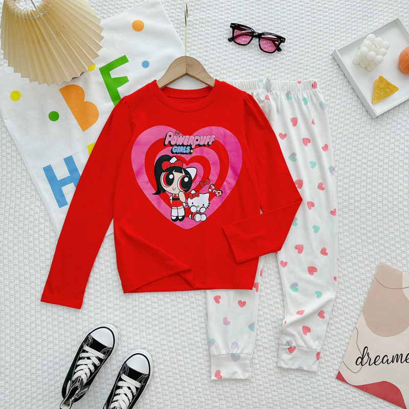 Bộ Dài Tay Bé Gái Thun Cotton VNXK