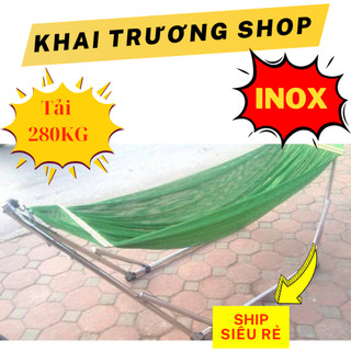 Võng xếp người lớn khung inox trọn bộ cao cấp + Tặng túi đựng võng 30k