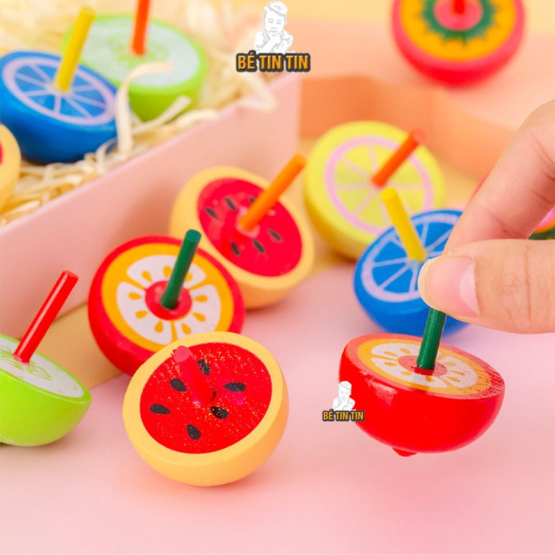 Con quay hình trái cây bằng gỗ nhiều màu sắc cực dễ thương cho bé