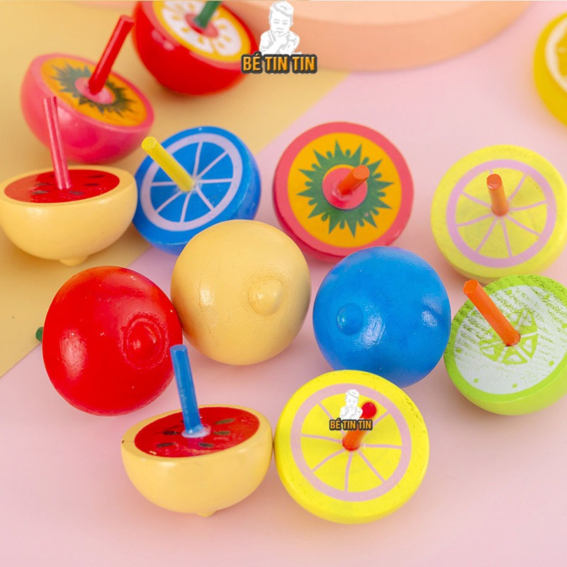 Con quay hình trái cây bằng gỗ nhiều màu sắc cực dễ thương cho bé