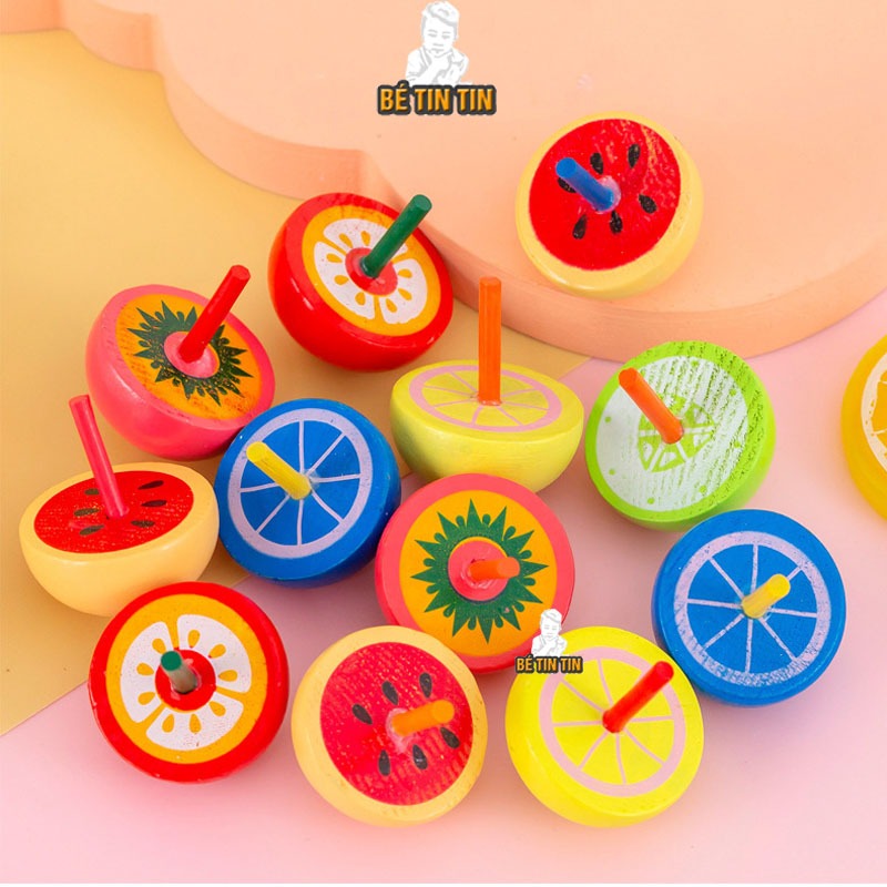 Con quay hình trái cây bằng gỗ nhiều màu sắc cực dễ thương cho bé