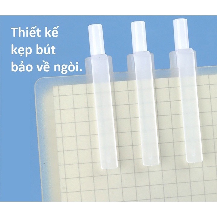 Bút Bi Mực Gel Muji style / Bút Baijin Thân Mờ Ngòi 0.5mm 3 Màu Xanh Đen Đỏ Viết Trơn Ra Đều Bấm Nút