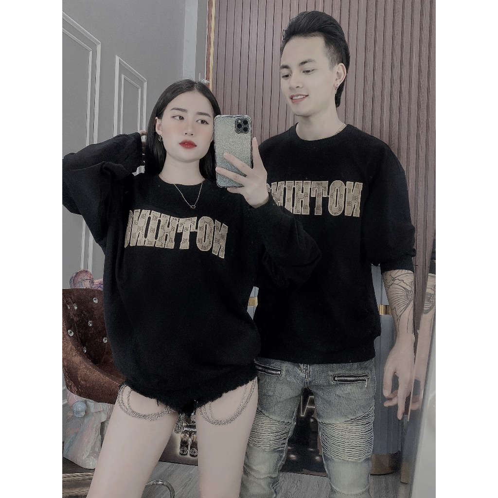 Áo nỉ cho nam nữ dài tay thêu nothing thoải mái ấm áp mùa thu đông mẫu mới hot trend