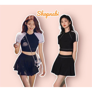 Đồ bơi nữ kín đáo tay ngắn CÓ MÚT CÓ SIZE-Bikini đi biển 2 mảnh có tay váy xoè- đồ bơi học sinh nữ- shopnabi TN2MVX_TĐTT