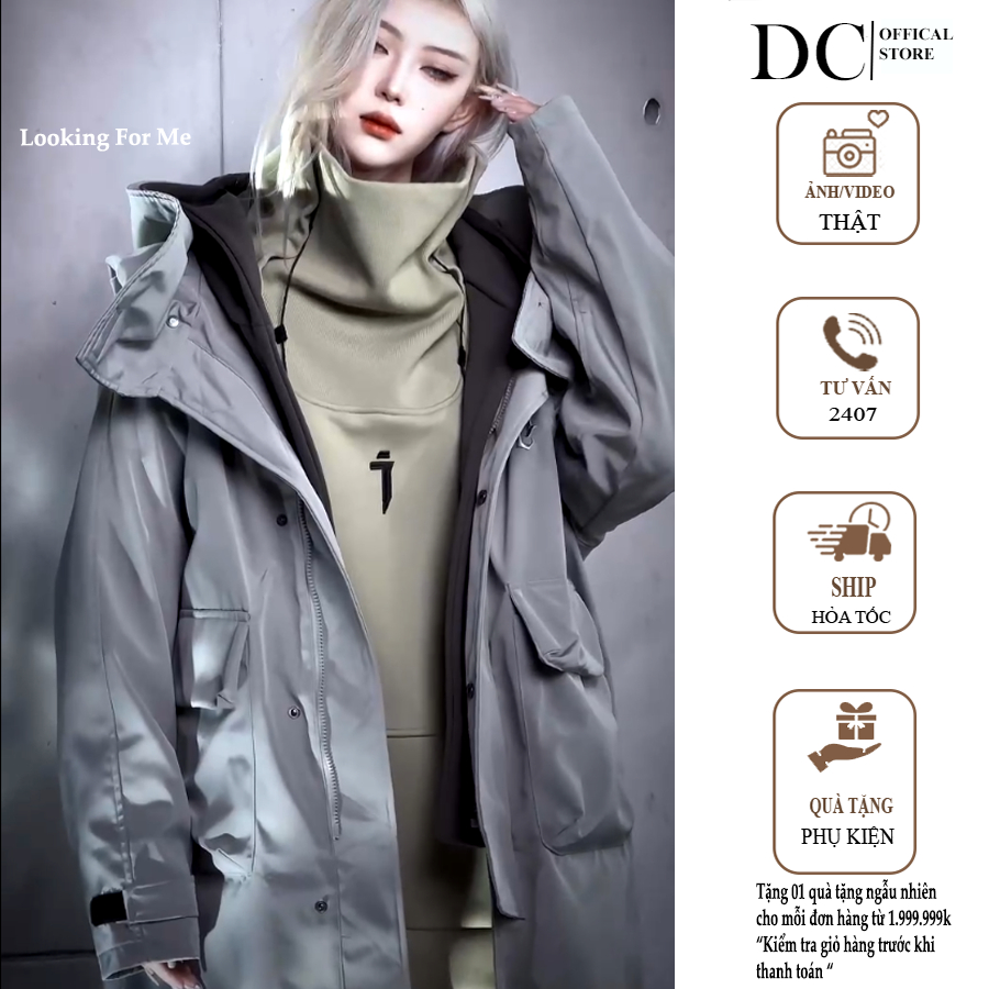 Áo khoác gió form dài Layer Hoodie 2023