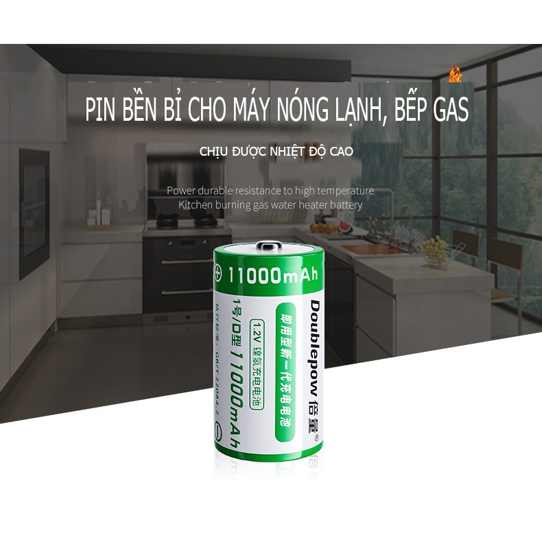 Pin đại sạc lại Doubelpow 11000mAh chính hãng, Pin dùng bếp gas máy nóng lạnh thiết bị