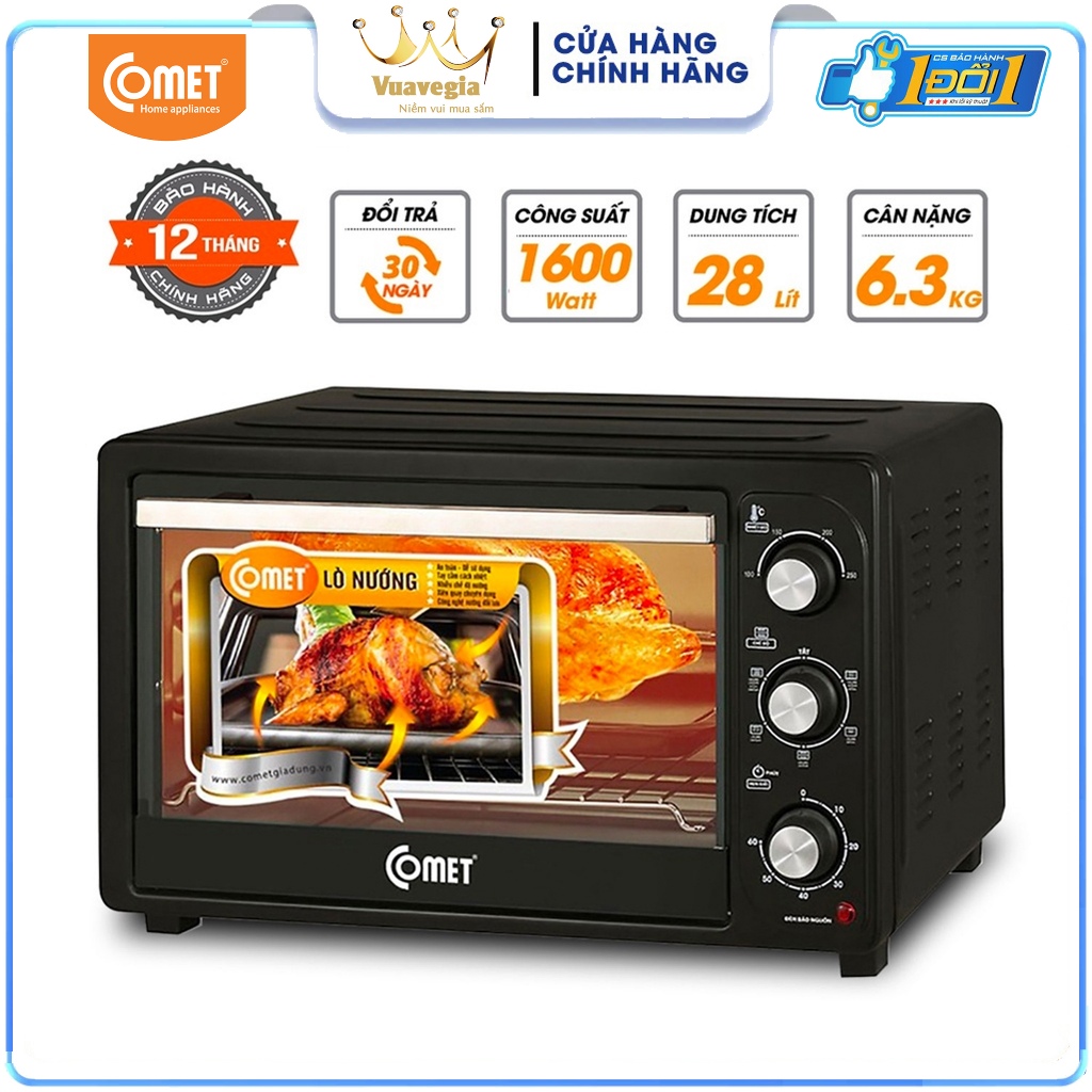 Lò nướng điện đa năng 28L Comet CM6518 - Hàng Chính Hãng Bảo Hành 12 Tháng