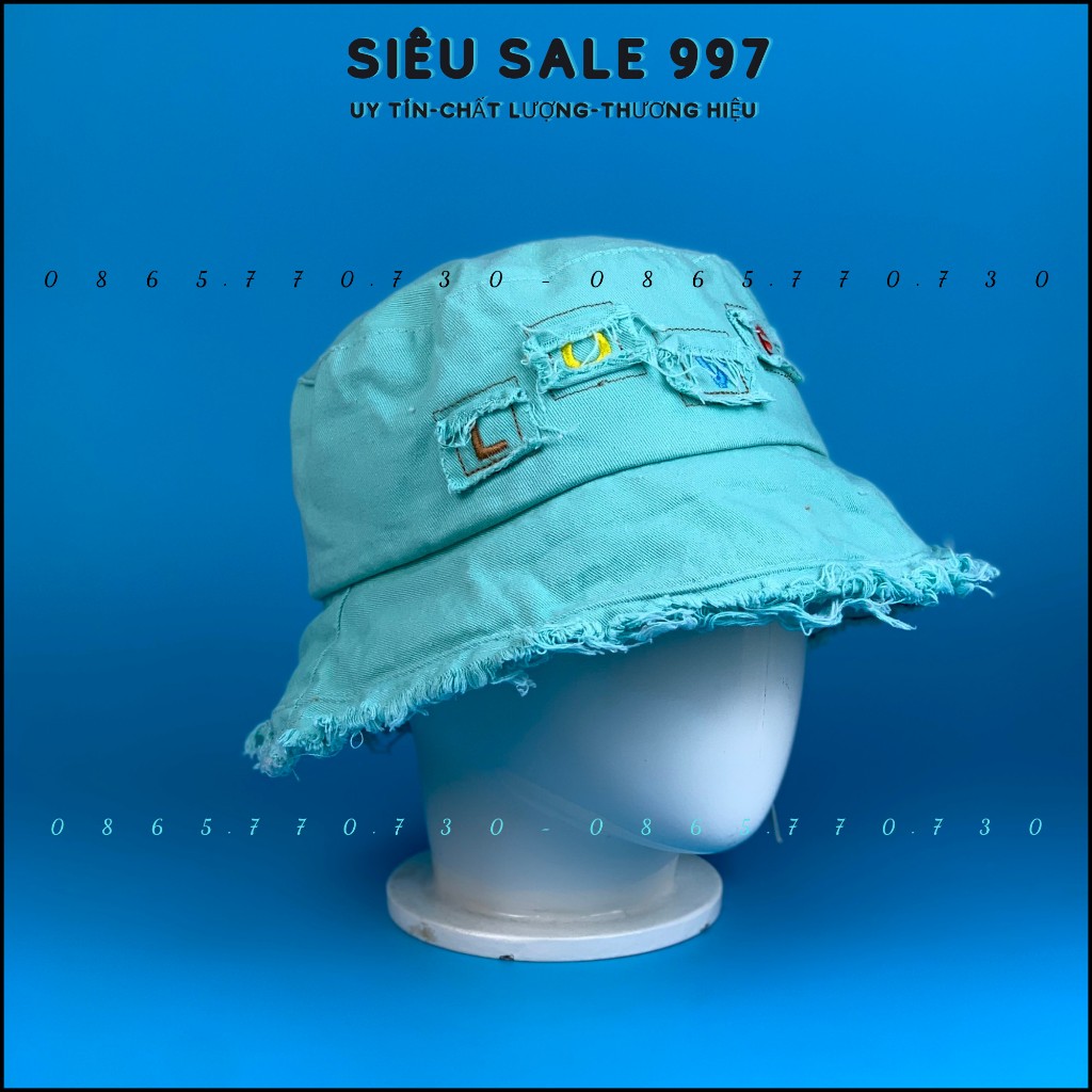 Nón Tai Bèo, Mũ Bucket Rách Viền Vá Chữ LOVE Thời Trang Cá Tính Nhiều Màu Unisex Form Nam Nữ - SIÊU SALE 997