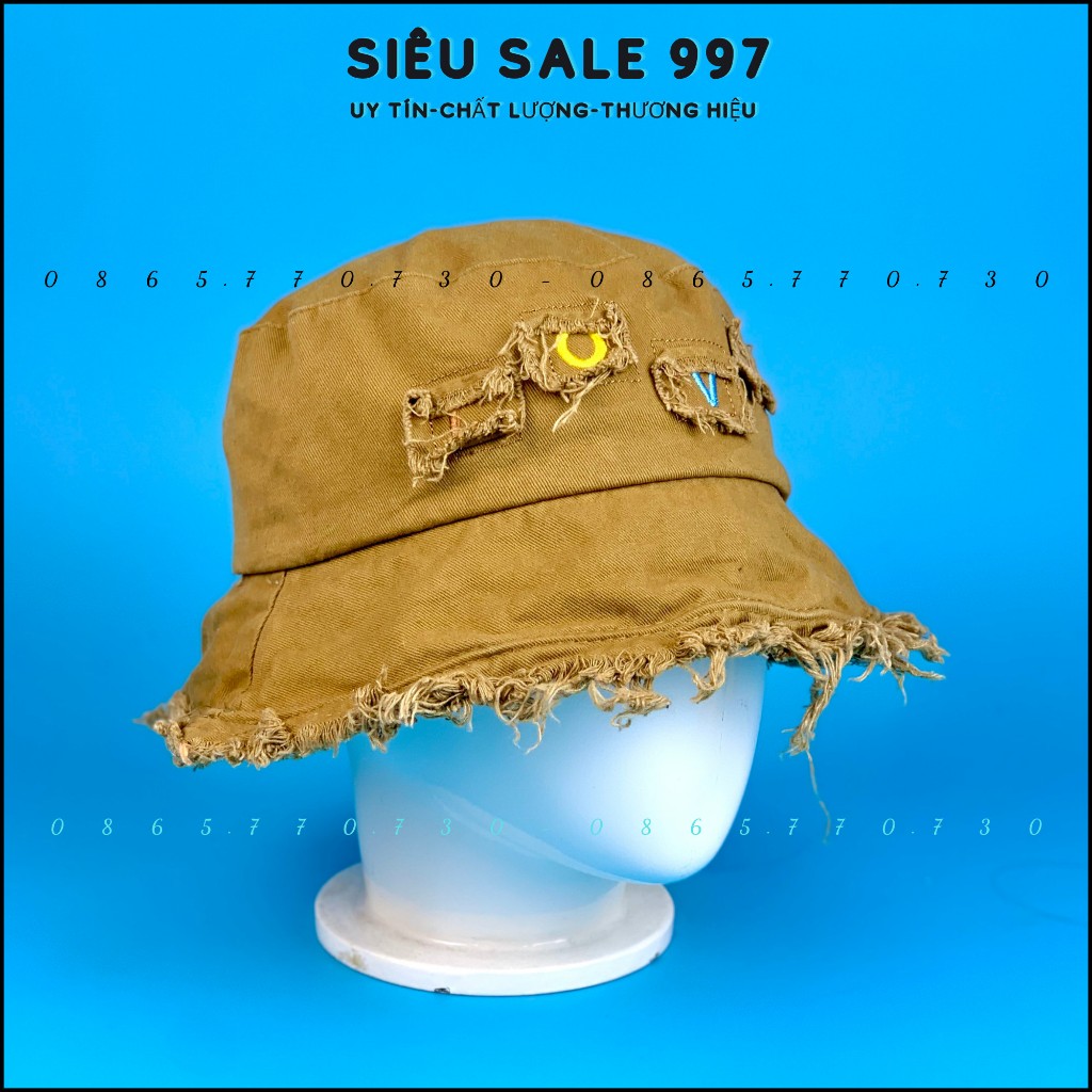 Nón Tai Bèo, Mũ Bucket Rách Viền Vá Chữ LOVE Thời Trang Cá Tính Nhiều Màu Unisex Form Nam Nữ - SIÊU SALE 997