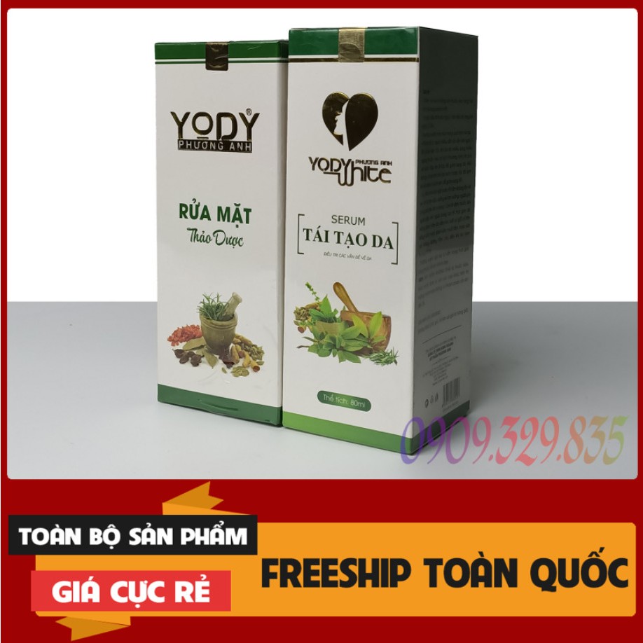 Combo Serum Tái Tạo và Bột Rửa Mặt Thảo Dược Phương Anh Yody White