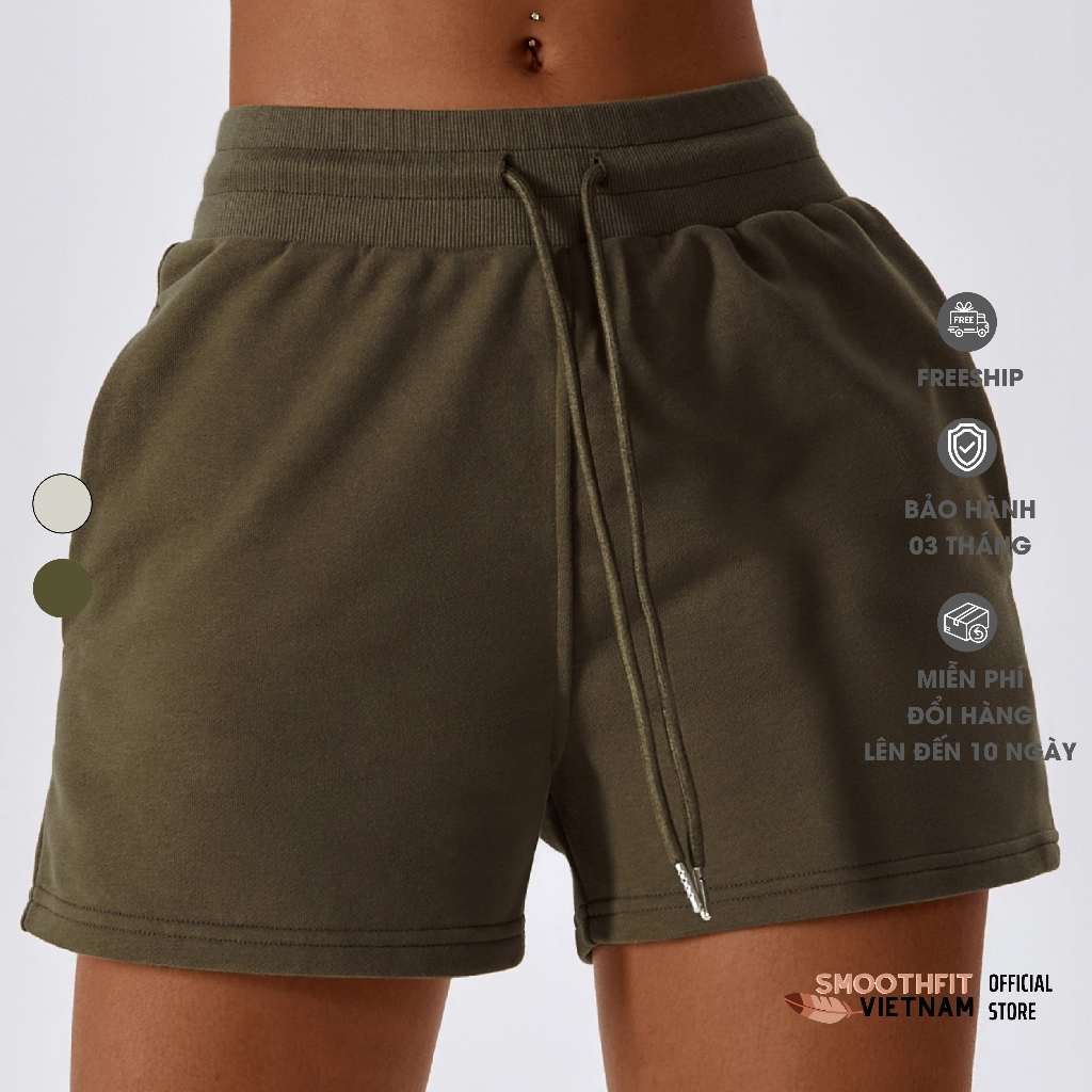 Bộ Nỉ Nữ Áo Croptop Sweater / Quần Sweatshorts - Chất Liệu Nỉ Da Cá Cao Cấp SmoothFitVN 8235 - Thời Trang Gym, Yoga