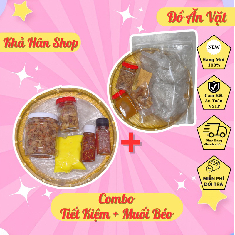 Combo bánh tráng chấm muối béo + tốp mỡ 100g