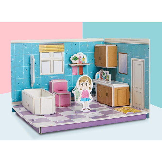 Mô hình 3D Nhà búp bê cho bé - LOẠI KÍCH THƯỚC NHỎ 21x14CM