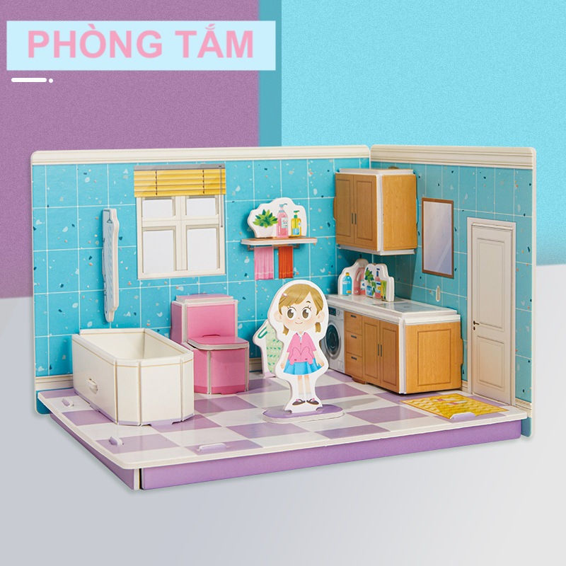 Mô hình 3D Nhà búp bê cho bé - LOẠI KÍCH THƯỚC NHỎ 21x14CM