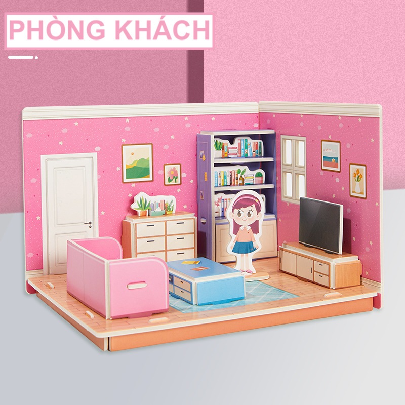 Mô hình 3D Nhà búp bê cho bé - LOẠI KÍCH THƯỚC NHỎ 21x14CM