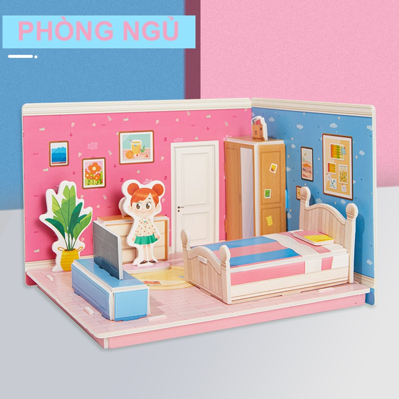 Mô hình 3D Nhà búp bê cho bé - LOẠI KÍCH THƯỚC NHỎ 21x14CM