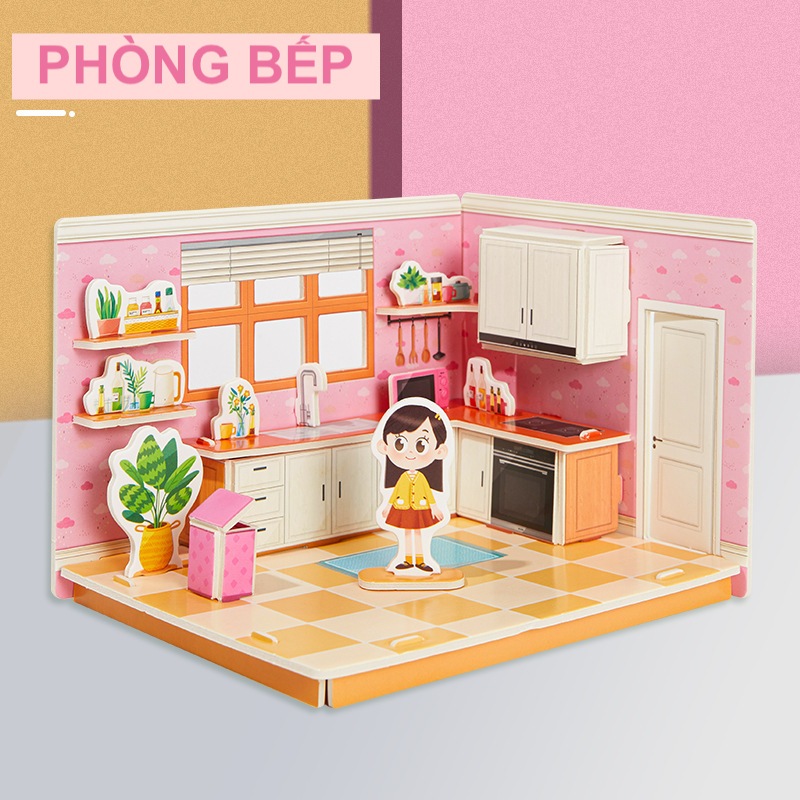 Mô hình 3D Nhà búp bê cho bé - LOẠI KÍCH THƯỚC NHỎ 21x14CM