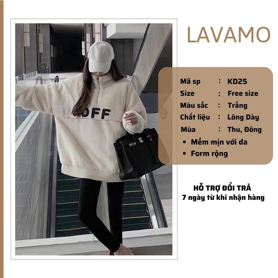Áo sweater len nữ lông cừu polo form rộng có cổ mùa đông siêu dày LAVAMO KD25