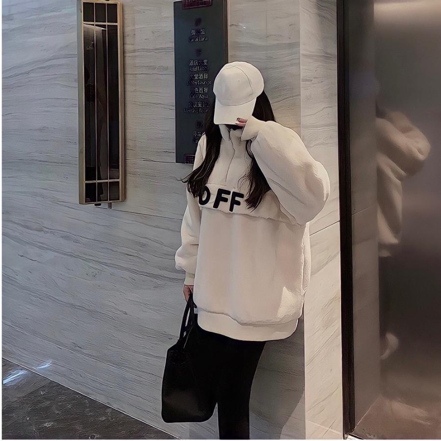 Áo sweater len nữ lông cừu polo form rộng có cổ mùa đông siêu dày LAVAMO KD25