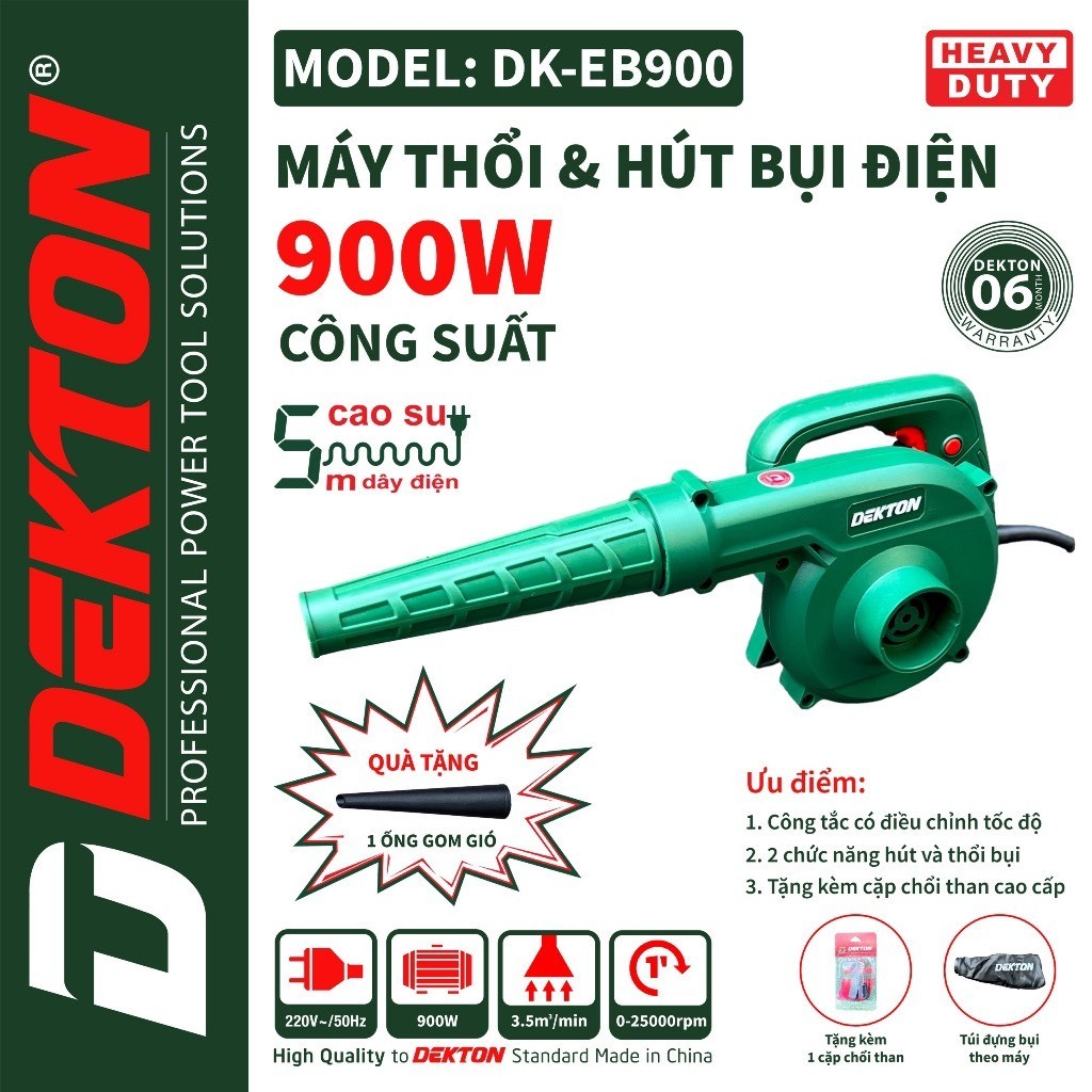 Máy Thổi Hút Bụi Cầm Tay DEKTON Công Suất Lớn 900W DK-EB900 - 2 Chức Năng - Nhỏ Gọn Lượng Gió Thổi S