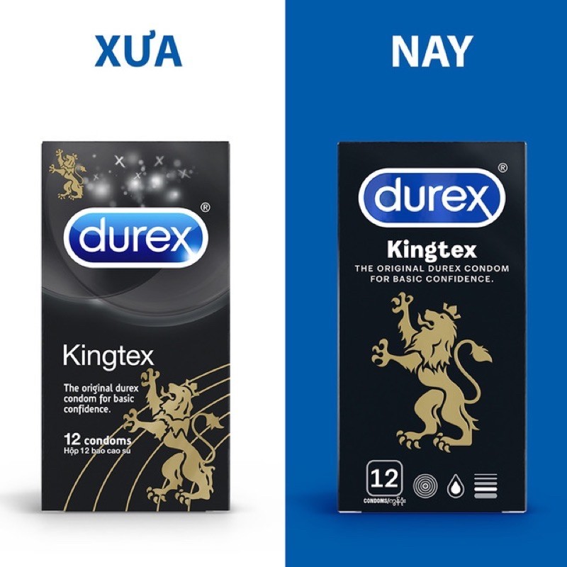 Bao cao su Durex Kingtex - Siêu mỏng, ôm sát tạo cảm giác chân thật - Hộp - 12 cái