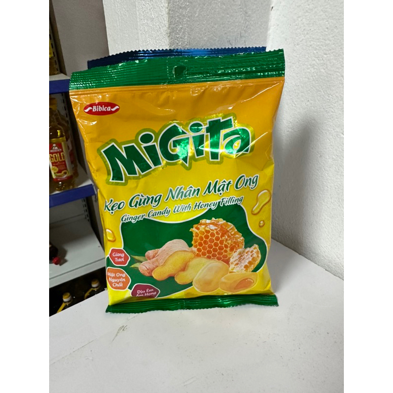 Gói Kẹo Gừng Nhân Mật Ong/ Chanh Đào Nhân Mật Ong MIGITA 140g