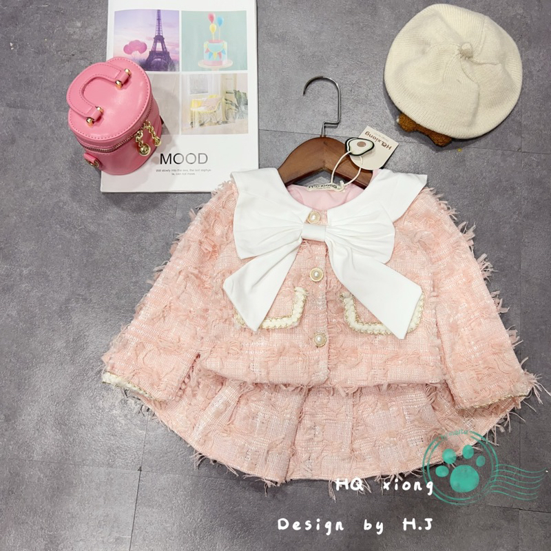 Set váy dạ nơ xinh xắn cho bé yêu