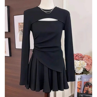 Set Áo Phối Chân Váy Bigsize 50-95kg Tay Dài Chất Thun Gân Tăm Trendy