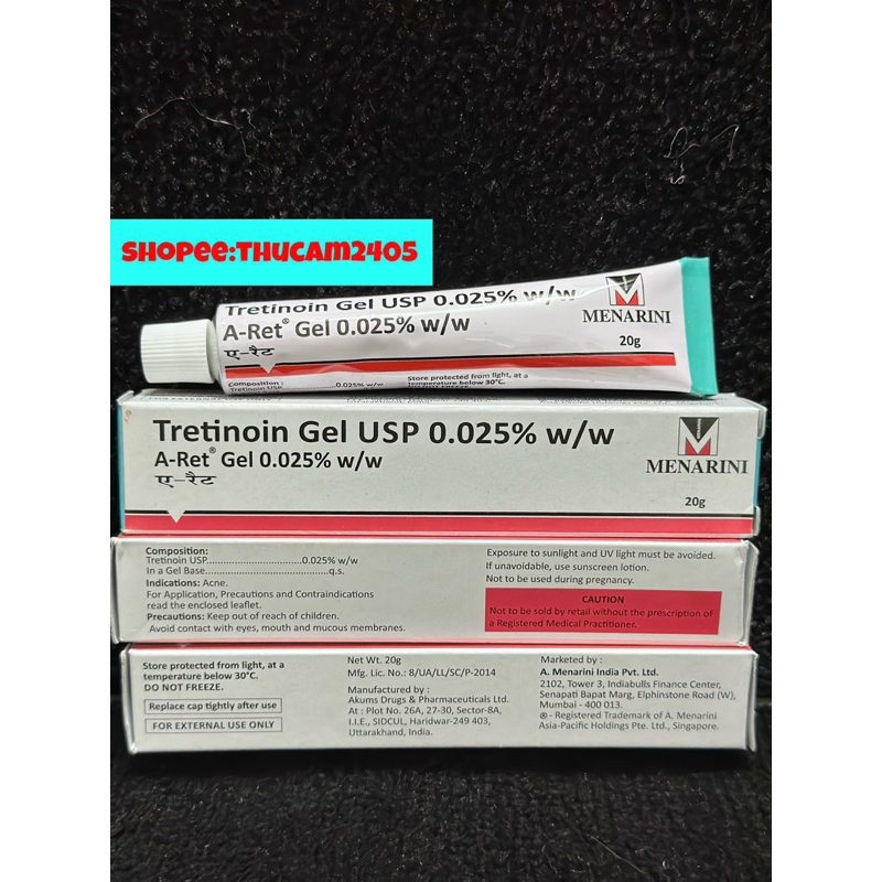 Gel Aret Tretinoin loại bỏ mụn, mờ thâm ,chống lão hóa .