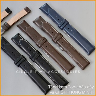 Dây đồng hồ nam da bò chốt thông minh size 18/20/22 có lớp lót mềm mại